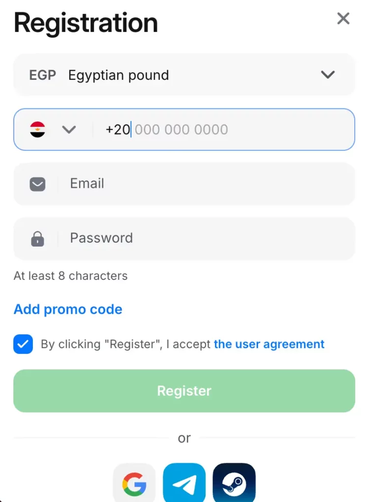 Screenshot of 1Win Casino registration form showing phone, email, password, and promo code fields.
